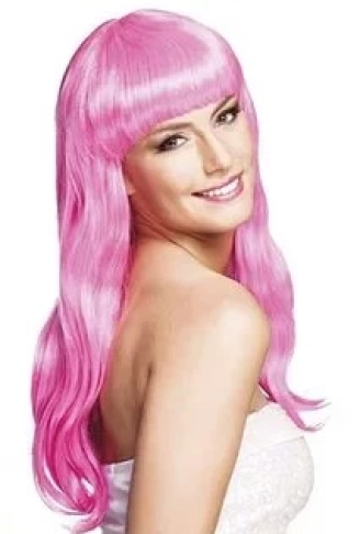 Uzun Peruk Saç  Toz Pembe