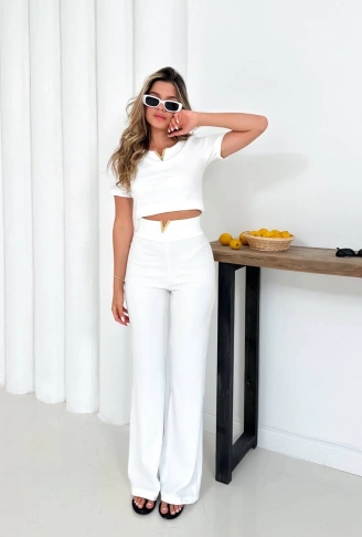 V aksesuarlı ottoman takım beyaz s255850