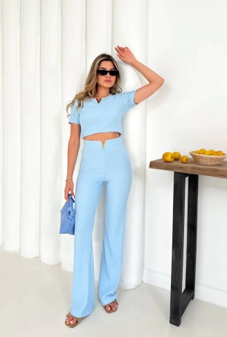 V aksesuarlı ottoman takım mavi s255850