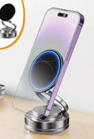 Vakumlu Manyetik Telefon Tutucu – Güçlü Vakum 360 Derece Döner Araç İçi Telefon Standı, Ultra Sabit Manyetik Destekli Mobil Cihaz Aparatı (4940)