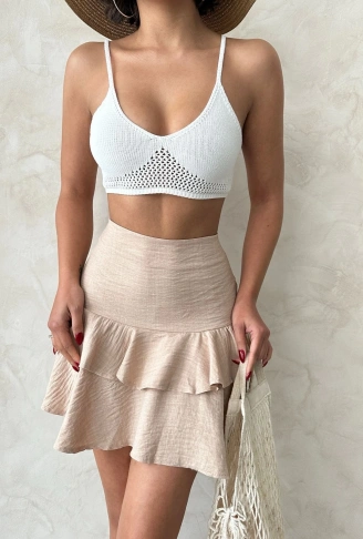 Valonlu fırfırlı etek s24681