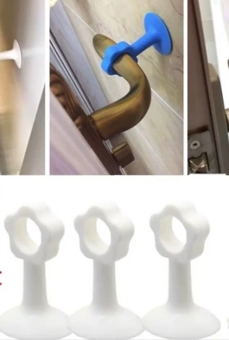 Vantuzlu Geçmeli Kapı Kolu Stoper 4lü Set Beyaz (4940)