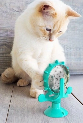 Vantuzlu Zilli İnteraktif Dönebilen Mama Kaplı Renkli Eğlenceli Eğitici Kedi Oyuncağı (4940)