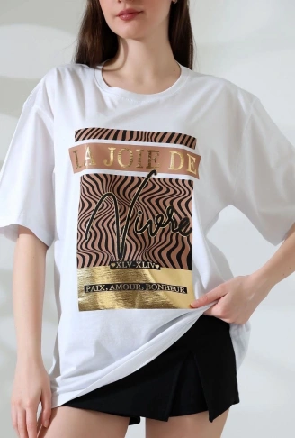 Varak çizgili Oversize tişört