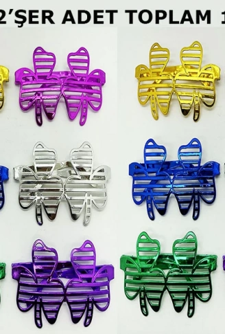 Vegas Casino Kupa Sinek Temalı Parti Gözlüğü 6 Renk 12 Adet (4940)