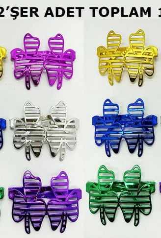 Vegas Casino Kupa Sinek Temalı Parti Gözlüğü 6 Renk 12 Adet (4940)