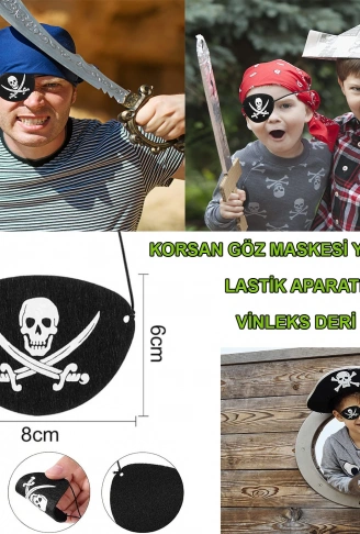 Vinleks Deri Korsan Göz Bandı Göz Maskesi Lastikli (4940)