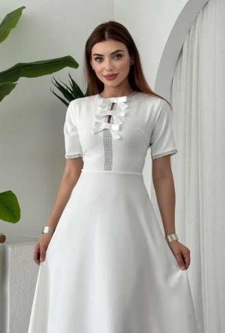 Wera Taşlı Fiyonk Detaylı Elbise