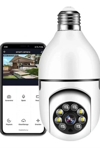 WiFi 360 Panoramik Ampul Kamera Gece Görüş Ses Akıllı Hareket Algılayıcı (4940)