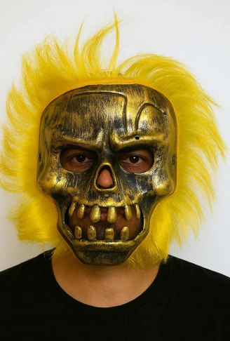 Wild Skull - Bakır Kafatası Sarı Saçlı İskelet Maske (4940)