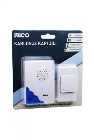 WİRELES KABLOSUZ KAPI ZİLİ PİLLİ 16 FARKLI MELODİ 50MT ÇEKİM ALANI PİL = 2AA - DÜĞME = 23A (4940)