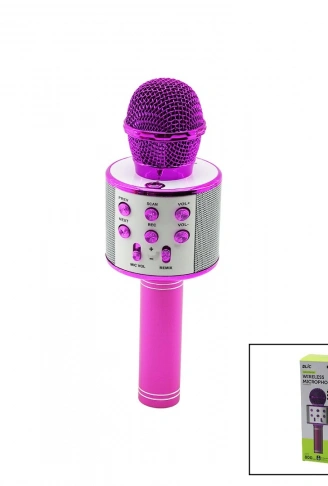 WİRELESS MİKROFON KARAOKE - HOPARLÖR USB ŞARJLI USB - TF - AUX RENKLİ KROM KAPLAMA PİL:800mAh - DC 5V BLS-25 (4940)