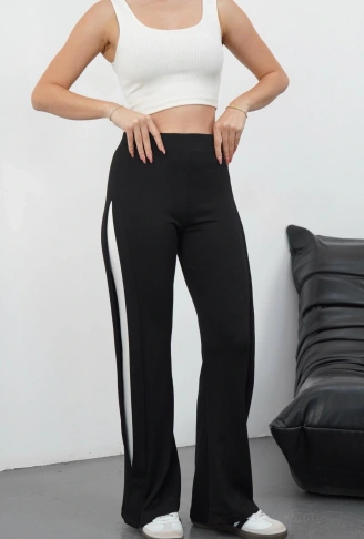 Yandan katlamalı pantolon siyah