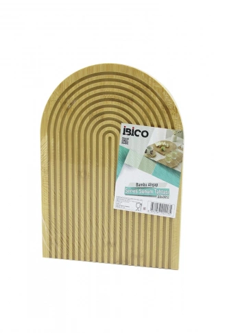 YARIM DAİRE  ÇİFT TARAFLI=DÜZ - KANALLI AHŞAP BAMBU SUNUM TEPSİ 22X32CM (4940)