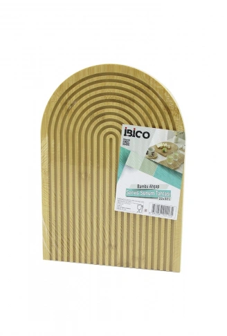 YARIM DAİRE  ÇİFT TARAFLI=DÜZ - KANALLI AHŞAP BAMBU SUNUM TEPSİ 22X32CM (4940)