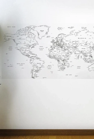 Yazılabilir Dünya Haritası Manyetik Duvar Stickerı 110 x 56 cm (4940)