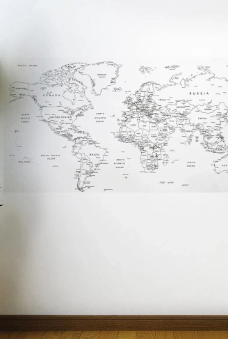 Yazılabilir Dünya Haritası Manyetik Duvar Stickerı 110 x 56 cm (4940)