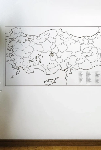 Yazılabilir Türkiye Haritası Manyetik Duvar Stickerı 110 x 56 cm (4940)