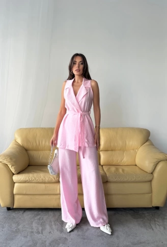 YELEK - PANTOLON TAKIM ÇİLEK KUMAŞ - Pembe