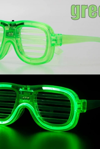 Yeşil LED Işıklı Parti Gözlüğü – Neon Glow Şerit Gözlük 3 Modlu (4940)