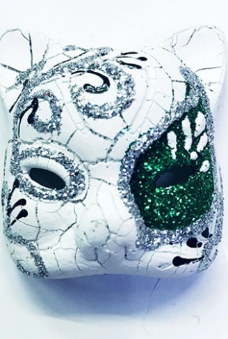 Yeşil Renk İşlemeli Seramik Malzemeden İmal Venedik Kedi Model Magnet (4940)