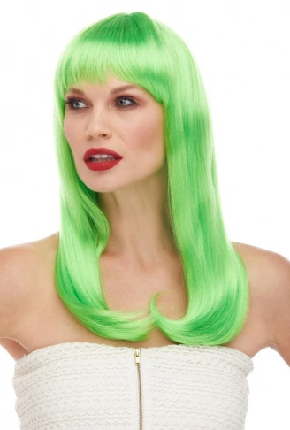 Yeşil Renk Uzun Düz Parti Peruğu (4940)