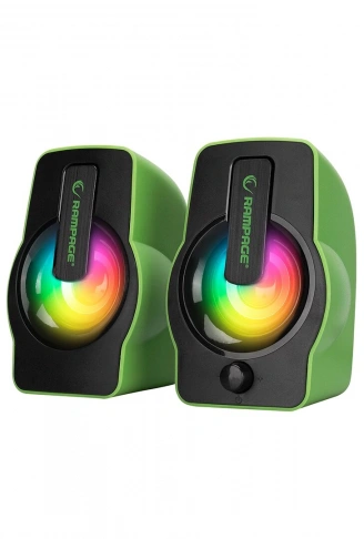 YEŞİL - RGB IŞIKLI 1+1 HOPARLÖR SPEAKAER SET USB KABLO 2.0 MULTİMEDYA - 6W (4940)