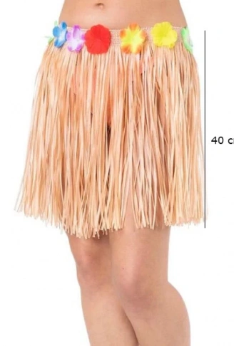 Yetişkin ve Çocuk Uyumlu Saman Renk Püsküllü Hawaii Luau Hula Etek 40 (4940)