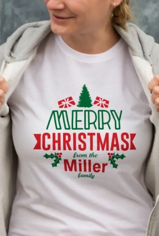 Yılbaşı Merry Christmas Miller Baskılı Oversize Bisiklet Yaka T-shirt - Beyaz