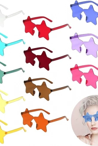 Yıldız Şekilli Çerçevesiz Parti Gözlüğü 6 Renk 6 Adet (4940)