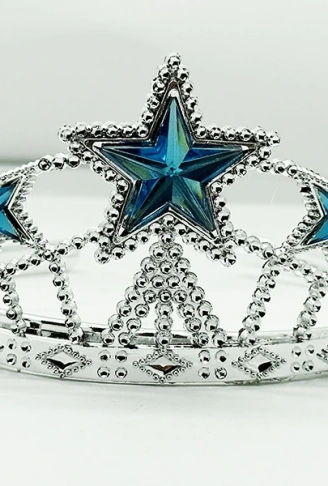 Yıldız Şekilli Elsa Prenses Kraliçe Tacı Mavi Renk Çocuk Boy 5x17 cm (4940)