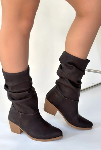 Yior Acı Kahve Nubuk Topuklu Bot