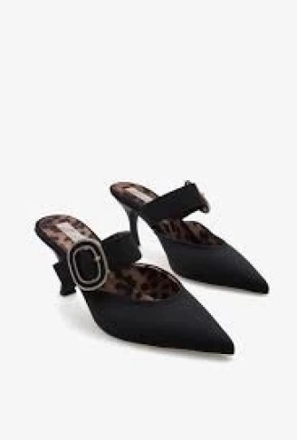 Yote Siyah Saten Topuklu Terlik