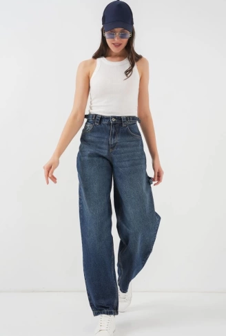 Yüksek Bel Kot Pantolon 6701 - Lacivert