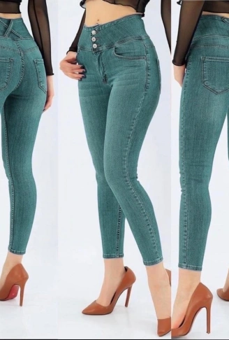 Yüksek Bel Likralı Jean Pantolon 90 Cm