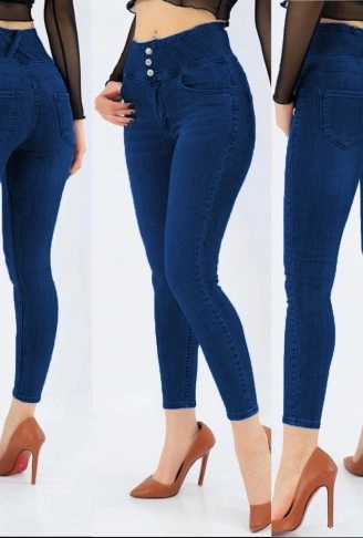 Yüksek Bel Likralı Jean Pantolon 90 Cm