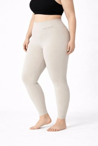 Yüksek Bel Toparlayıcı Likralı Dalgıç Spor Tayt Esnek Battal Büyük Beden - Taş