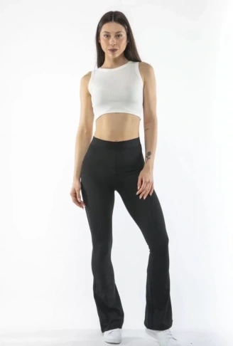 Yüksel Bel İspanyol Paça Tayt - Siyah
