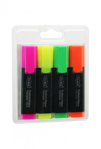 YUMA YM-792-4  792-T-Y-S-P   4PCS  FOSFORLU KALEM  TURUNCU - YEŞİL - SARI - PEMBE (4940)