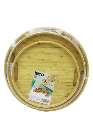 YUVARLAK - 3 BOY BAMBU AHŞAP TEPSİ SETİ 30--35--38CM (4940)