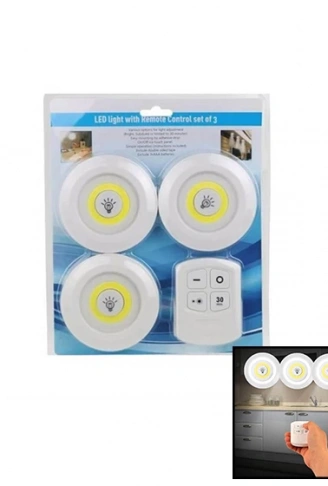 YUVARLAK 3 PARÇA  DOKUNMATİK - KUMANDALI LAMBA SETİ (4940)