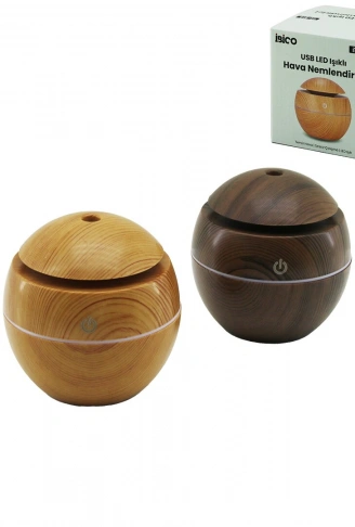 YUVARLAK AHŞAP GÖRÜNÜMLÜ USB ŞARJLI - IŞIKLI HAVA NEMLENDİRİCİ - BUHAR MAKİNE - KOKU GİDERİCİ HERHANGİ BİR RENK GÖNDERİLİR (4940)