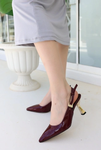 Zalin Bordo Rugan Topuklu Ayakkabı