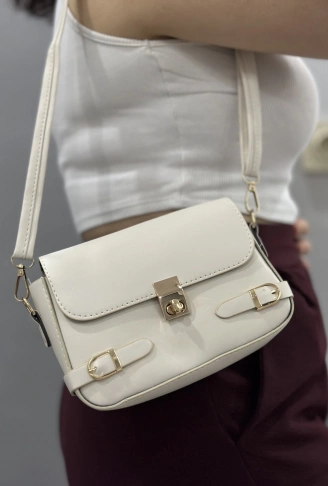 Zerej kemerli krem cilt çanta