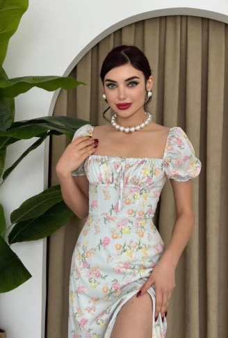 Zeze Balon Kol Elbise