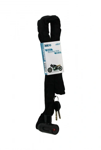 ZİNCİRLİ ANAHTARLI  MOTOR - BİSİKLET KİLİT BEZ KILIFLI AÇ-KAPA KİLİT KAPAK 150CM (4940)