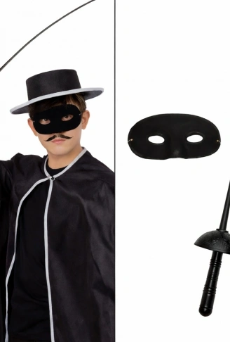 Zorro Kostüm Plastik Aksesuar Seti – Maske ve Kılıç (67 cm) (4940)