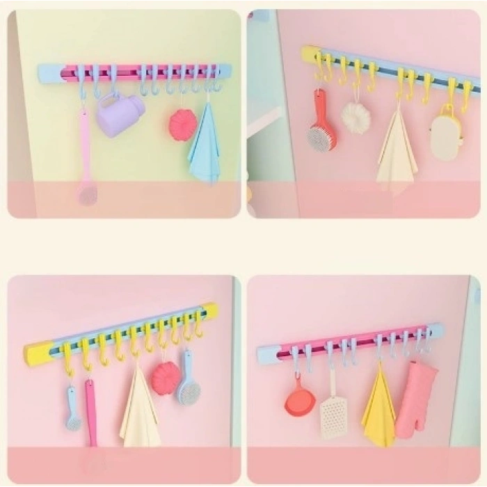 10 Kancalı Raylı Mutfak ve Banyo Düzenleyici Askı 30 cm (4940)