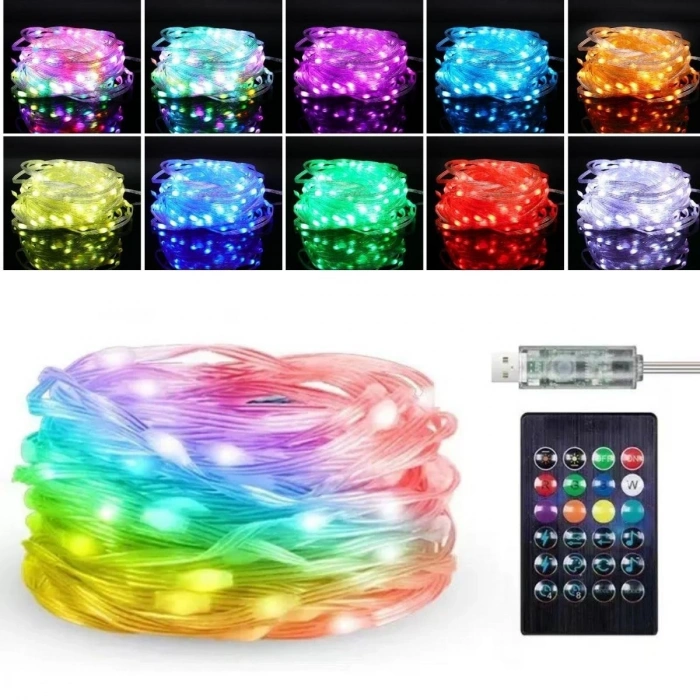 10 MT Uzaktan Kumandalı USB LED Işık – Çok Modlu Dekoratif Ortam Aydınlatmas (4940)