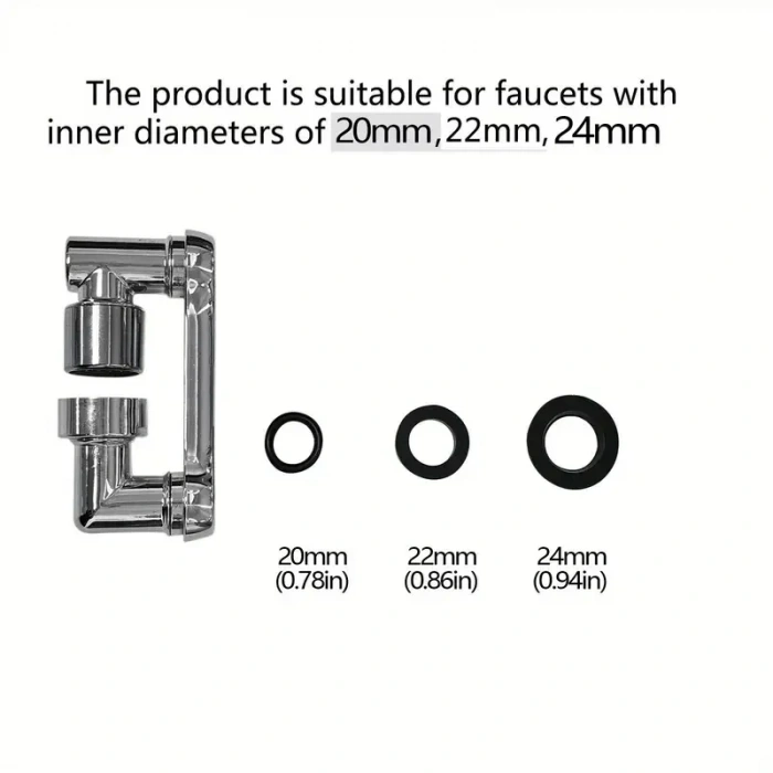 1080 Derece Dönebilen Mutfak ve Lavabo Bataryası Akrobat Musluk Ucu (4940)